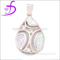 925 silver pink opal rhodium platted pendant opal & zircon pendant